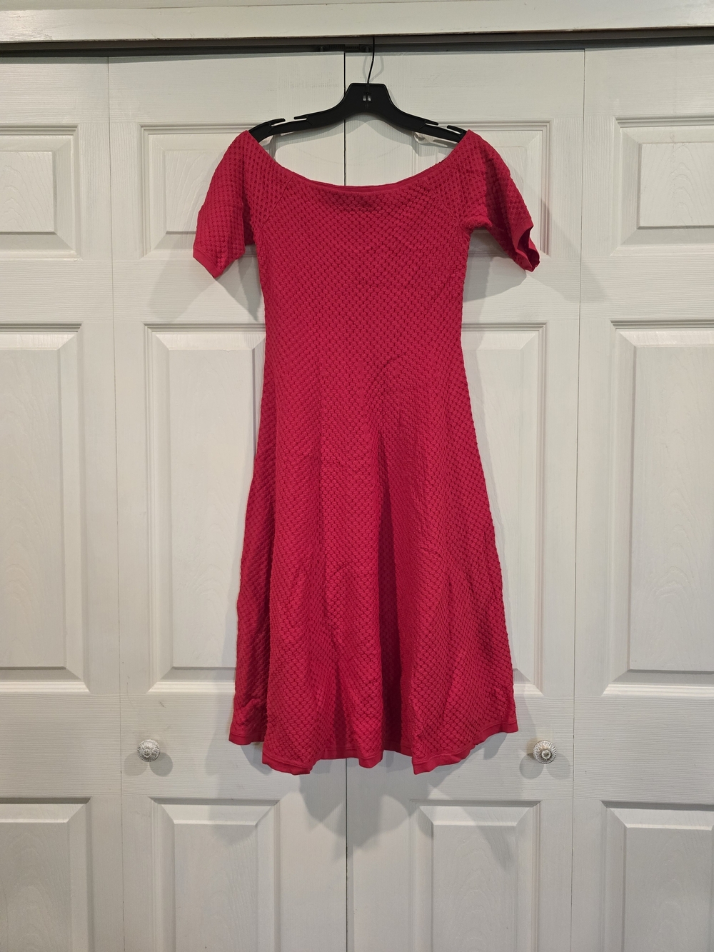 Michael Kors Off Shoulder Fit & Flare Dress in Bright Red